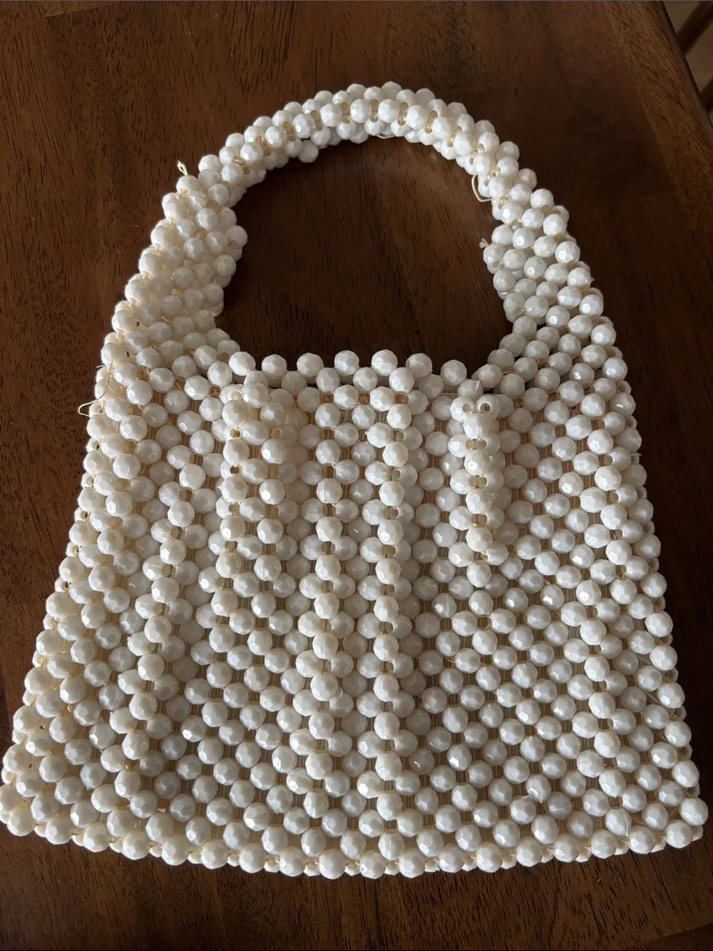 Pearl-Style White Beaded Handbag - Elegant Women's Bag set of 3